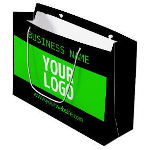 Grand Sac Cadeau Votre logo ou image Noir et vert brillant