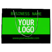 Grand Sac Cadeau Votre logo ou image | Noir et vert vif (Dos)