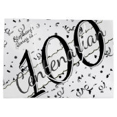 Grand Sac Cadeau Votre nom - 100 ans Centenaire Noir/Blanc (Dos)