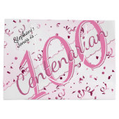Grand Sac Cadeau Votre nom - 100 ans Centenaire rose/blanc (Dos)