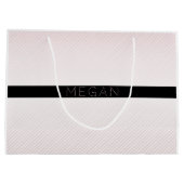 Grand Sac Cadeau Votre nom | Blanc fin et Rose subtil Ombre Stripes (Dos)