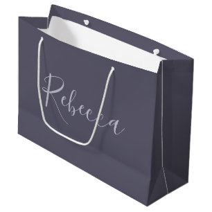 Grand Sac Cadeau Votre nom Écriture élégante lavande sur violet b