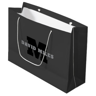Grand Sac Cadeau Votre nom ou nom d'entreprise Gris Masculin Mode