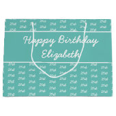 Grand Sac Cadeau Votre numéro d'âge Motif - Turquoise et blanc (Devant)