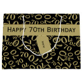 Grand Sac Cadeau Votre texte : 70e anniversaire Noir/Or Numéro 70 (Devant)