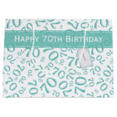 Grand Sac Cadeau Votre texte : 70e anniversaire Turquoise Numéro 70 (Devant)