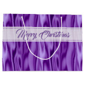 Grand Sac Cadeau Votre texte | Élégant Noël violet Faux Satin (Dos)