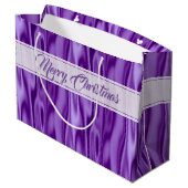 Grand Sac Cadeau Votre texte | Élégant Noël violet Faux Satin (Dos Angle)