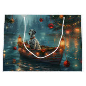 Grand Sac Cadeau Voyage festif de Noël dalmate (Devant)