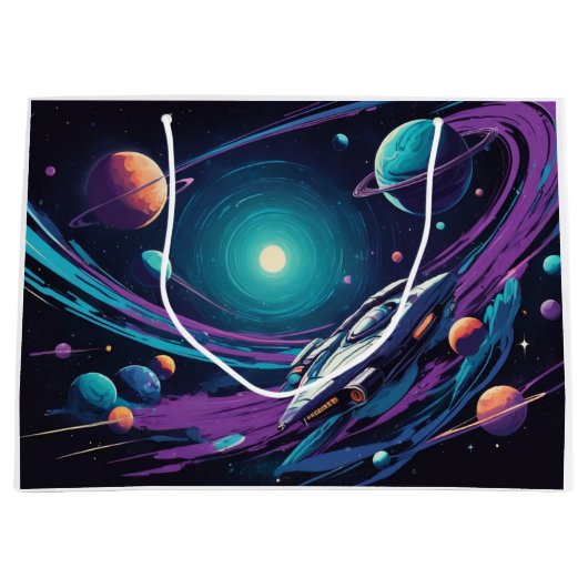 Grand Sac Cadeau voyage spatial (Devant)