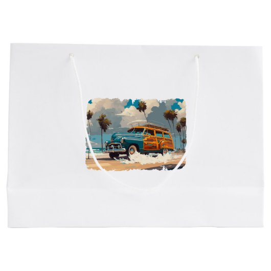 Grand Sac Cadeau Wagon classique en bois (Dos)