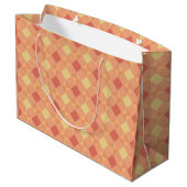 Grand Sac Cadeau Warm Geometric Diamond Pattern in Peach & Terracot (Dos Angle)