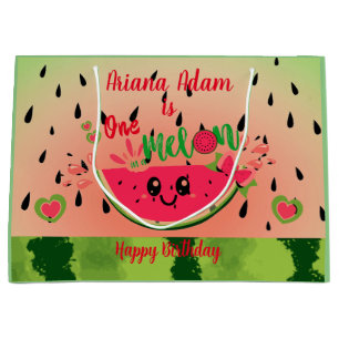 Grand Sac Cadeau Watermelon One in a Melon Girl's First Birthday