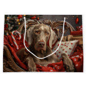 Grand Sac Cadeau Weimaraner Chien Festif de Noël (Devant)