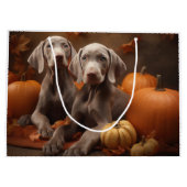 Grand Sac Cadeau Weimaraner Chiot Automne Citrouille délice (Dos)