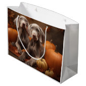 Grand Sac Cadeau Weimaraner Chiot Automne Citrouille délice (Dos Angle)