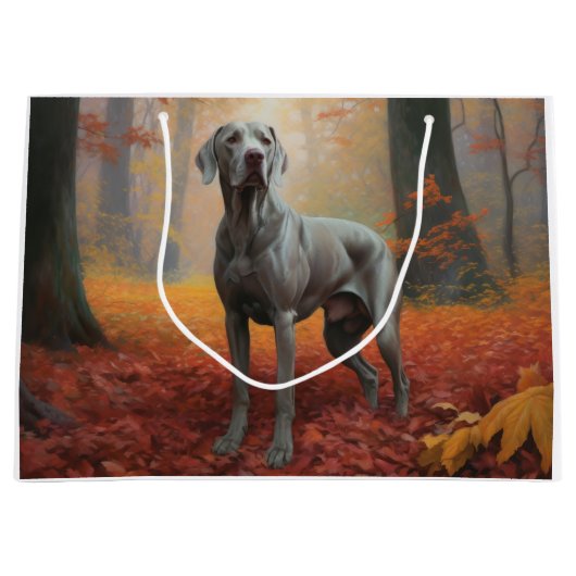 Grand Sac Cadeau Weimaraner en automne Leaves automne Inspire (Devant)