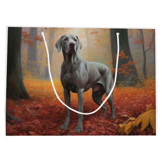 Grand Sac Cadeau Weimaraner en automne Leaves automne Inspire (Dos)