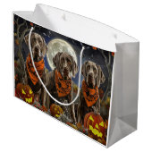 Grand Sac Cadeau Weimaraner Halloween Éffrayant (Dos Angle)