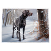 Grand Sac Cadeau Weimaraner Laisser Neige Noël (Devant)