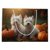 Grand Sac Cadeau West Highland White Terrier Chiot Citrouille d'aut (Dos)