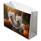 Grand Sac Cadeau West Highland White Terrier Chiot Citrouille d'aut (Dos Angle)