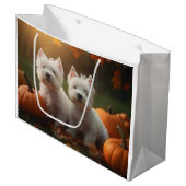 Grand Sac Cadeau West Highland White Terrier Chiot Citrouille d'aut (Devant Angle)