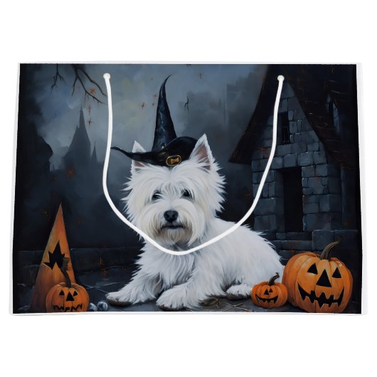 Grand Sac Cadeau West Highland White Terrier Citrouille Halloween (Devant)