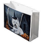 Grand Sac Cadeau West Highland White Terrier Citrouille Halloween (Devant Angle)