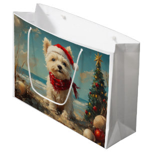 Grand Sac Cadeau West Highland White Terrier Dog Christmas Beach