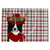 Grand Sac Cadeau Wester Plaid et frontière Collie Amoureux des chie (Dos)