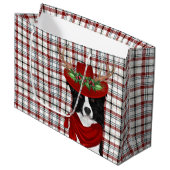 Grand Sac Cadeau Wester Plaid et frontière Collie Amoureux des chie (Devant Angle)