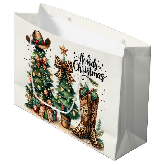 Grand Sac Cadeau Western Christmas  (Devant Angle)