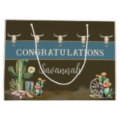 Grand Sac Cadeau Western Country Cactus Boots Félicitations (Dos)