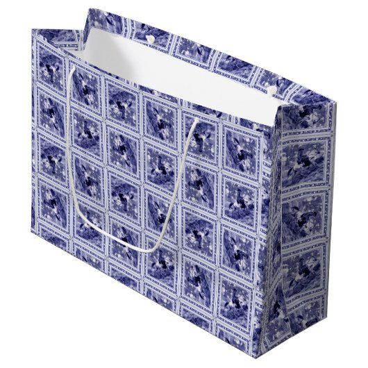 Grand Sac Cadeau Western Denim Blue Delft Tile (Devant Angle)