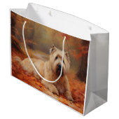 Grand Sac Cadeau Wheaten Terrier dans les feuilles d'automne automn (Dos Angle)