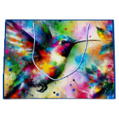 Grand Sac Cadeau Whimsical coloré Hummingbird Bird Bleu Vert (Devant)