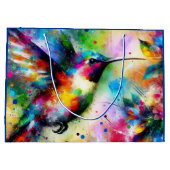 Grand Sac Cadeau Whimsical coloré Hummingbird Bird Bleu Vert (Dos)