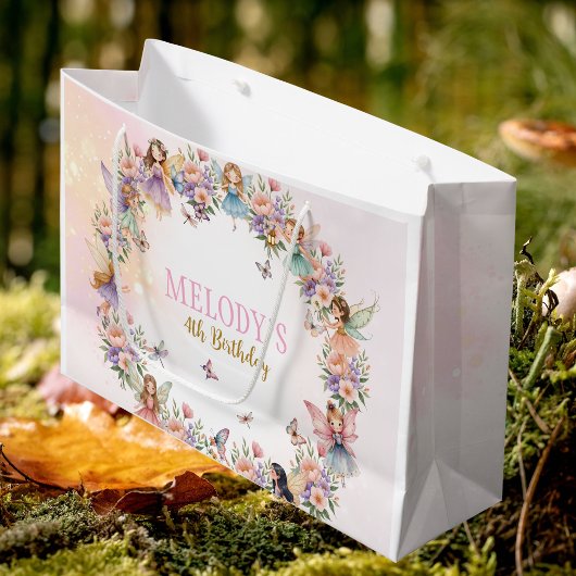 Grand Sac Cadeau Whimsical fairy garden 4th birthday 