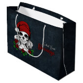 Grand Sac Cadeau Whimsical gothique Père Noël Crâne Noël (Dos Angle)