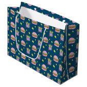 Grand Sac Cadeau Whimsical Pink Burger et Fries Motif (Devant Angle)