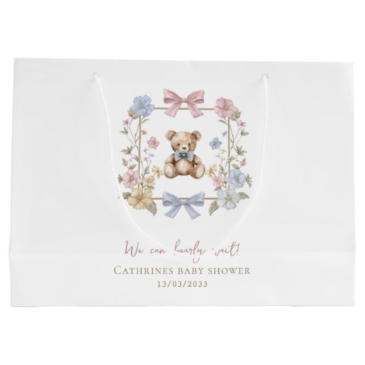Grand Sac Cadeau Whimsical Teddy Bear Baby Shower Gift Carrier (Dos)