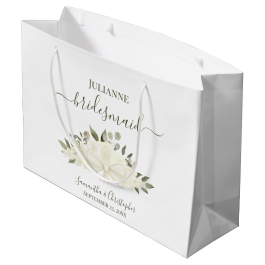 Grand Sac Cadeau White Boho Roses & Blossoms Wedding Bridesmaid (Dos Angle)