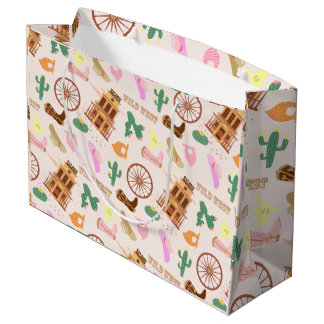 Grand Sac Cadeau Wild West avec Cactus Motif Anniversaire de enfant