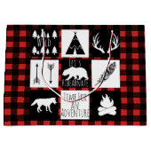 Grand Sac Cadeau Wilderness rustique & Animaux Buffalo Check Plaid (Devant)