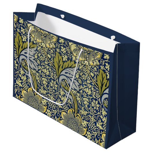 Grand Sac Cadeau William Morris Kennet Fond d'écran Floral Bleu (Devant Angle)