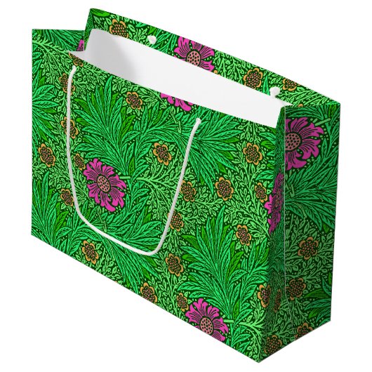 Grand Sac Cadeau William Morris Marigold, Emerald Green & Fuchsia (Devant Angle)