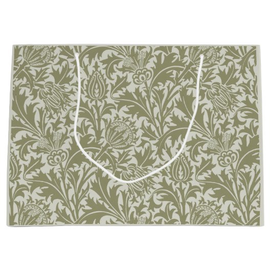 Grand Sac Cadeau William Morris Thistle Sage Green Motif (Devant)