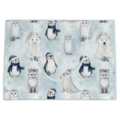 Grand Sac Cadeau Winter Arctic Animals Cute Penguin & Polar Bear (Devant)