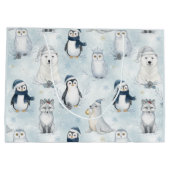 Grand Sac Cadeau Winter Arctic Animals Cute Penguin & Polar Bear (Dos)